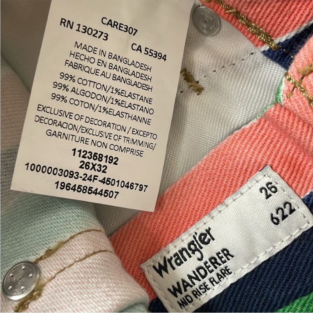 Wrangler Stripe Wanderer 622 Mid-Rise Flare Jeans Size 26X32 - Picture 10 of 13